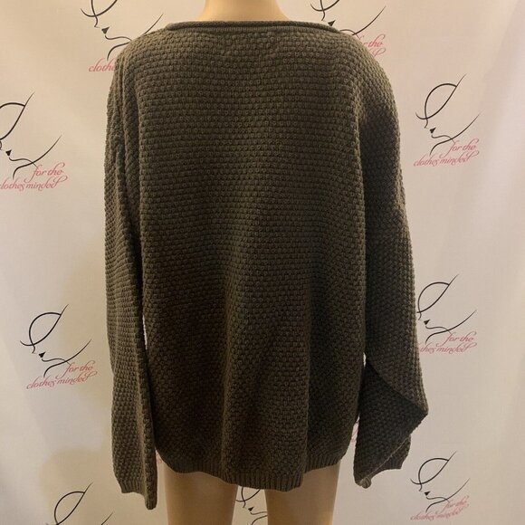 NEW RIVER. Sz Medium. Olive Drab. Cotton Ramie Blend Sweater. Pullover. B87. - Picture 4 of 5